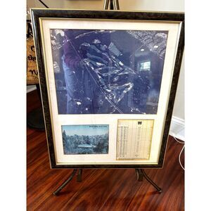 RARE vintage aerial photograph of Pine Valley Golf Club score card post card